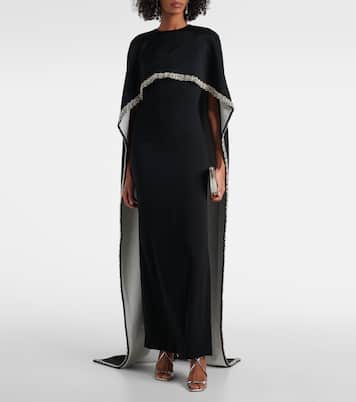 Abito lungo in crêpe di raso con cristalli | Roland Mouret