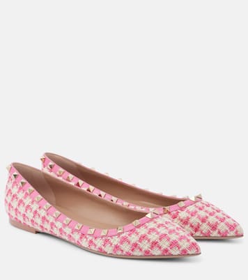 Rockstud tweed ballet flats | Valentino Garavani
