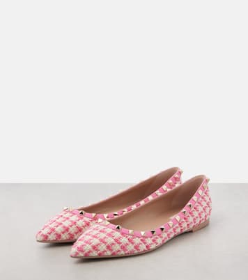 Rockstud tweed ballet flats | Valentino Garavani