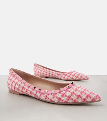 Rockstud tweed ballet flats | Valentino Garavani