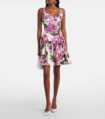 Mini-jupe en coton à fleurs | Dolce&Gabbana