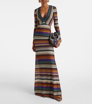Striped lamé maxi dress | Missoni