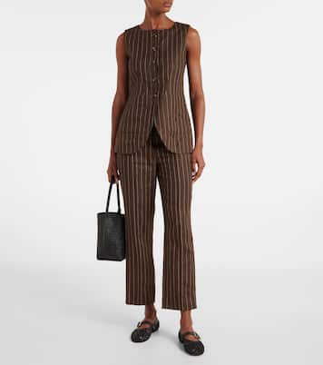 Thea pinstripe high-rise linen pants | Posse