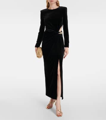 Maxikleid aus Samt mit Kristallen | Self-Portrait