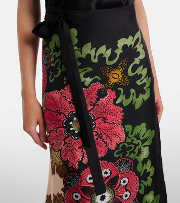 Sarong floral silk twill wrap skirt | La DoubleJ