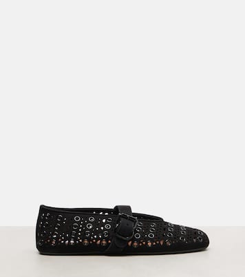 Embellished suede ballet flats | Alaïa