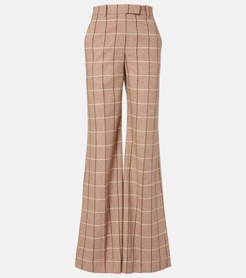 Checked high-rise virgin wool wide-leg pants | Valentino
