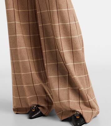 Checked high-rise virgin wool wide-leg pants | Valentino