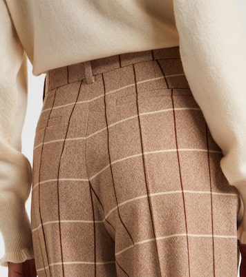 Checked high-rise virgin wool wide-leg pants | Valentino