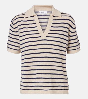 Striped cashmere polo sweater | Velvet