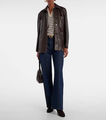 Striped cashmere polo sweater | Velvet