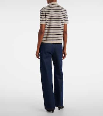 Striped cashmere polo sweater | Velvet