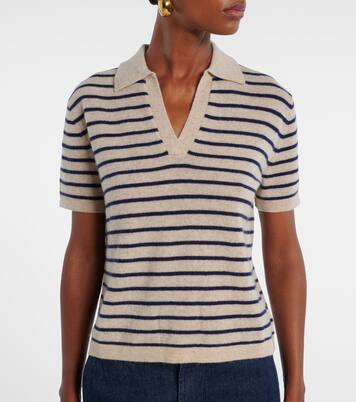 Striped cashmere polo sweater | Velvet