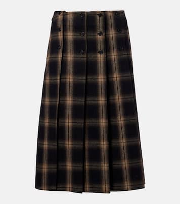 Plaid pleated cotton midi skirt | The Attico