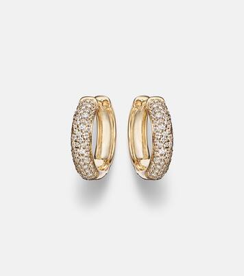 Keepsake 14kt gold huggie earrings with diamonds | Stone and Strand
