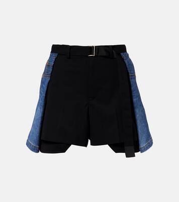 Paneled denim shorts | Sacai