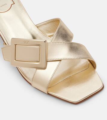 Metallic leather sandals | Roger Vivier