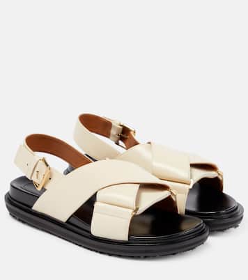 Marni Black Leather Wooden Platform Slingback Sandals Size