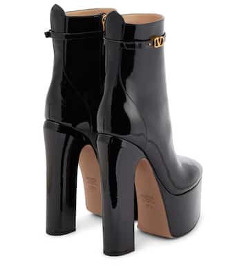 Tan-Go patent leather platform ankle boots | Valentino Garavani