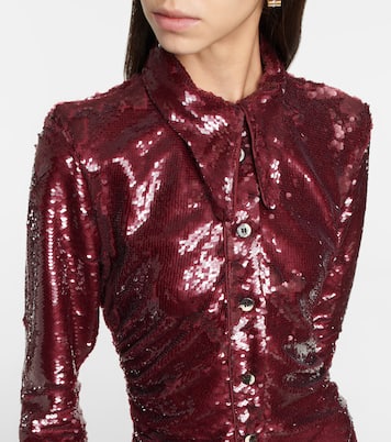 Sequined ruched shirt dress | Ganni