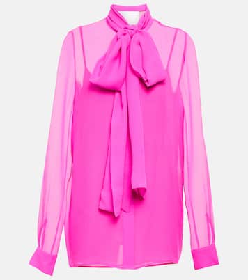 Quinn tie-neck silk chiffon blouse | Costarellos