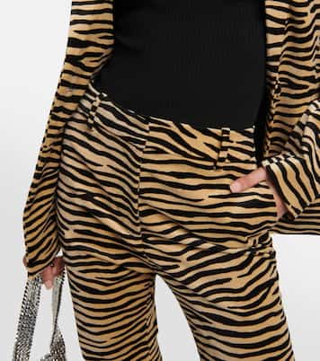 Tiger-print cotton twill flared pants | Rabanne
