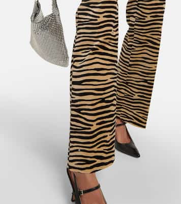 Tiger-print cotton twill flared pants | Rabanne