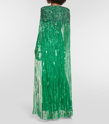 Abito lungo con paillettes e mantella | Jenny Packham