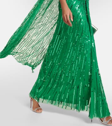 Abito lungo con paillettes e mantella | Jenny Packham