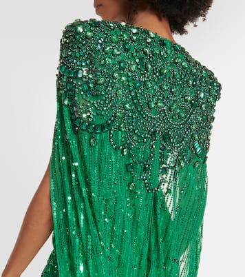 Abito lungo con paillettes e mantella | Jenny Packham