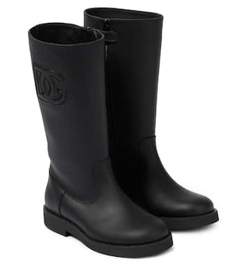 Logo leather knee-high boots | Dolce&Gabbana Kids