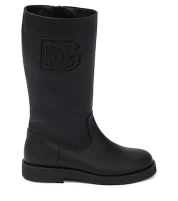 Logo leather knee-high boots | Dolce&Gabbana Kids