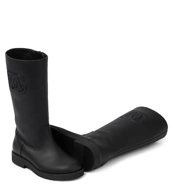Logo leather knee-high boots | Dolce&Gabbana Kids