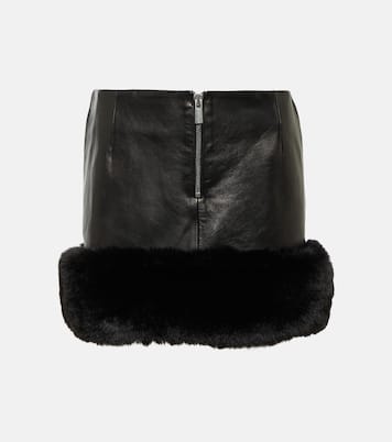 Mini-jupe en cuir à fourrure synthétique | Magda Butrym