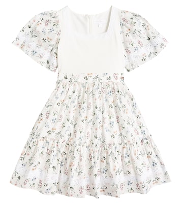 Floral lace-trimmed cotton-blend dress | Patachou
