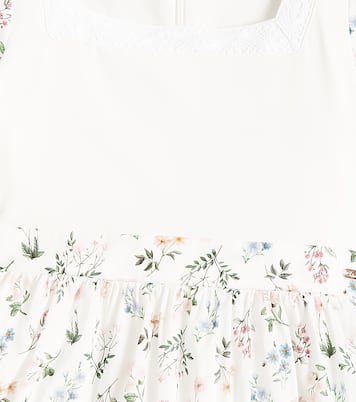 Floral lace-trimmed cotton-blend dress | Patachou