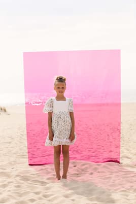 Floral lace-trimmed cotton-blend dress | Patachou