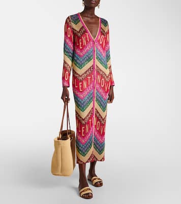 Vestido corto de jacquard con logo | Valentino