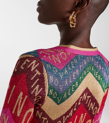 Vestido corto de jacquard con logo | Valentino