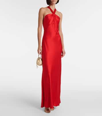 Losanna halterneck satin gown | Rixo