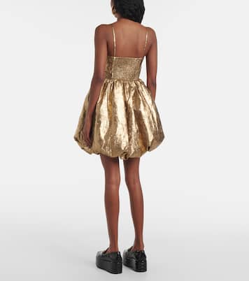 Bow-detail metallic balloon minidress | Ganni