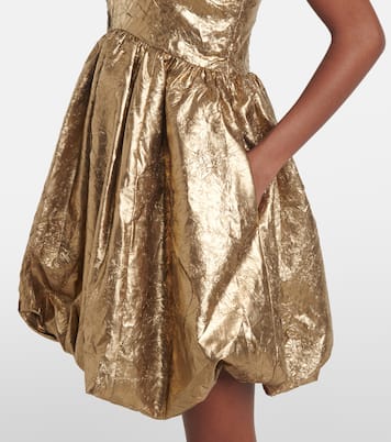 Bow-detail metallic balloon minidress | Ganni