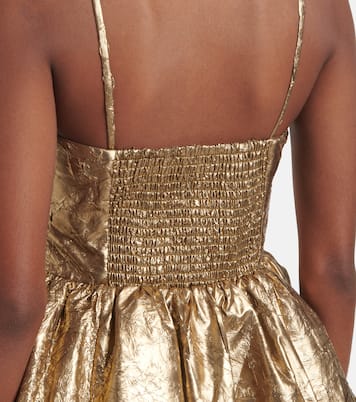 Bow-detail metallic balloon minidress | Ganni