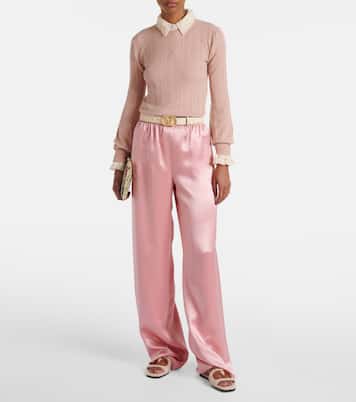 VLogo cutout faux shearling slides | Valentino Garavani
