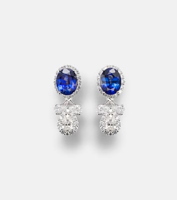 Orecchini Reign Supreme in oro bianco 18kt con diamanati e zaffiro | Yeprem
