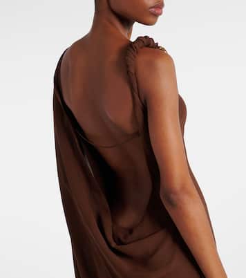 Draped open-back satin midi dress | Gucci