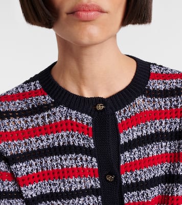Cardigan in misto cotone a righe | Gucci