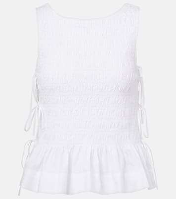Shirred cotton top | Ganni