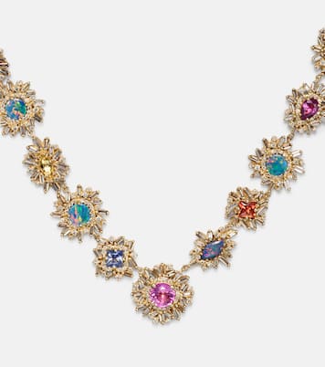 Collana Flower Riviere in oro 18kt con opale, zaffiri e diamanti | Suzanne Kalan