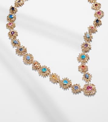 Collana Flower Riviere in oro 18kt con opale, zaffiri e diamanti | Suzanne Kalan